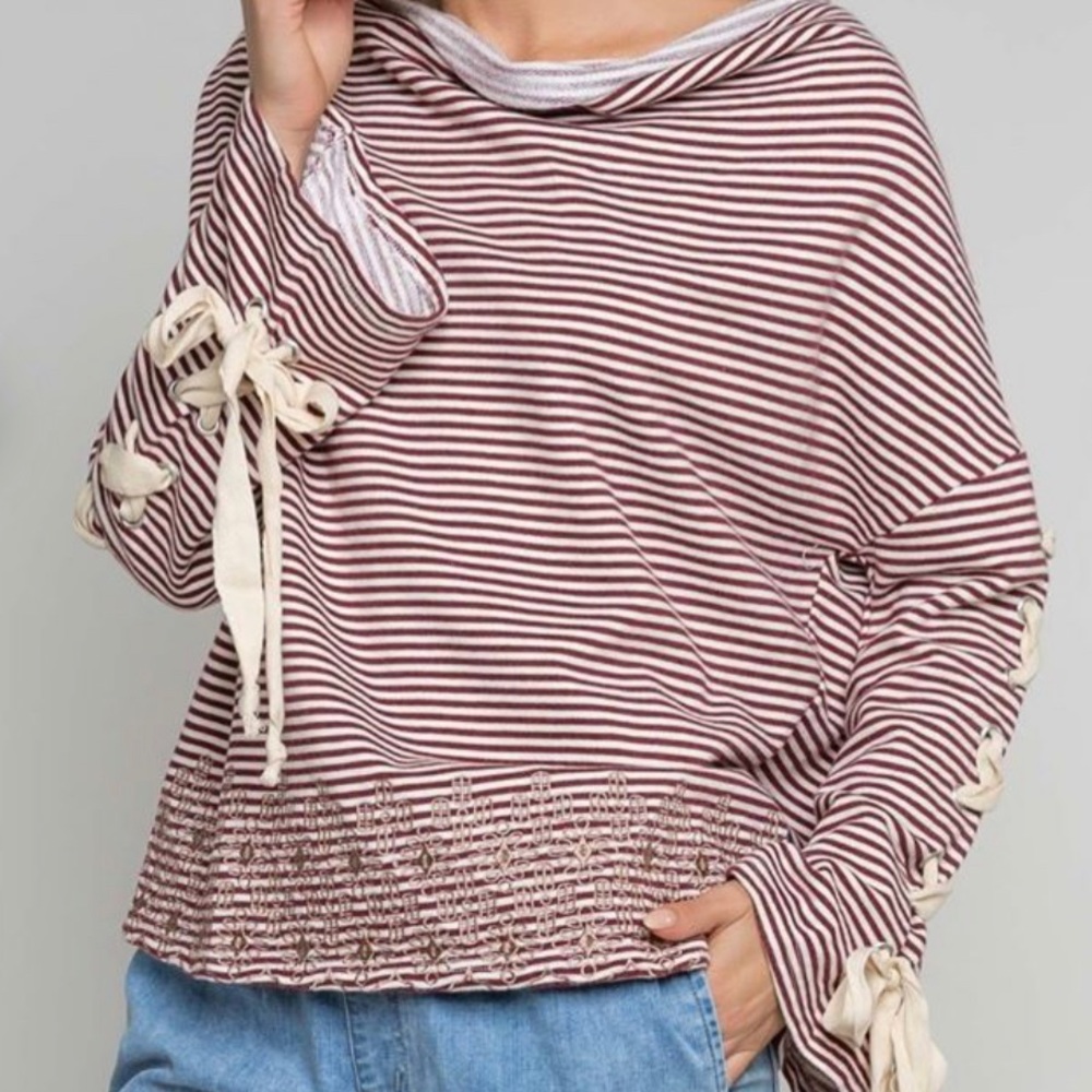 POL Cowl Neck Striped Sweater | Women’s M